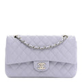 Caviar Quilted Medium Double Flap Light Purple wholesalehk.shop