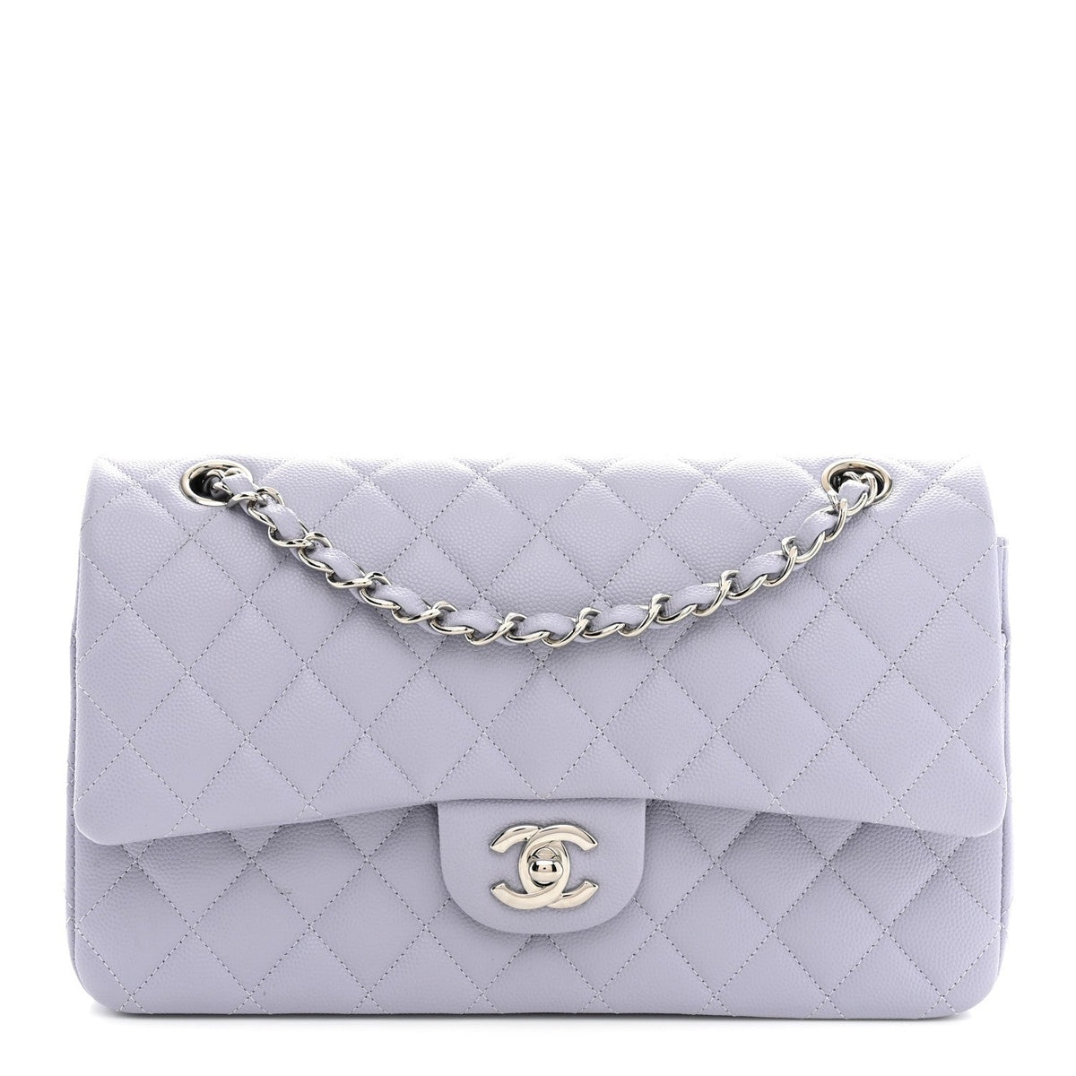 Caviar Quilted Medium Double Flap Light Purple wholesalehk.shop