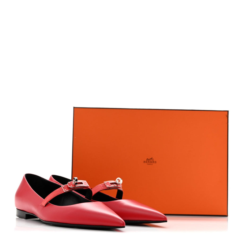 Lizard Calfskin Brillante Kelly Ballet Flat  38 Rouge Vif wholesalehk.shop