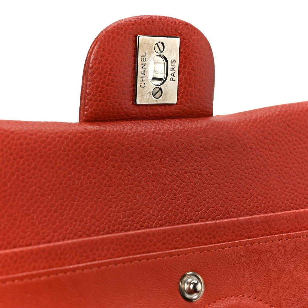 Caviar Quilted Medium Double Flap Red wholesalehk.shop