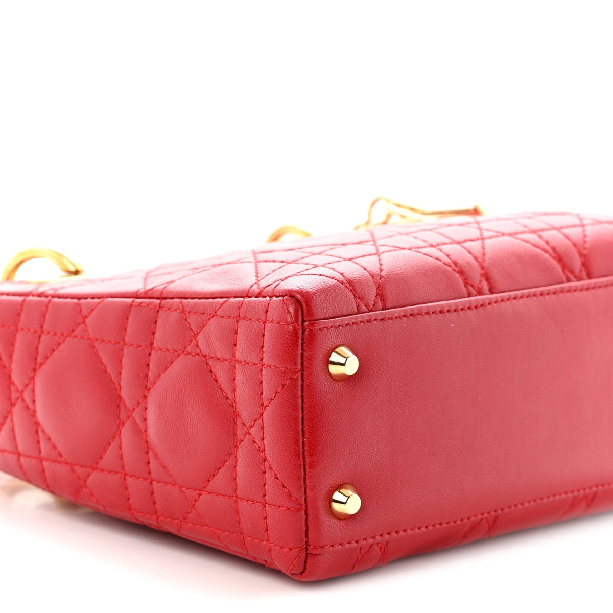 Lambskin Cannage Mini Lady Dior Red wholesalehk.shop