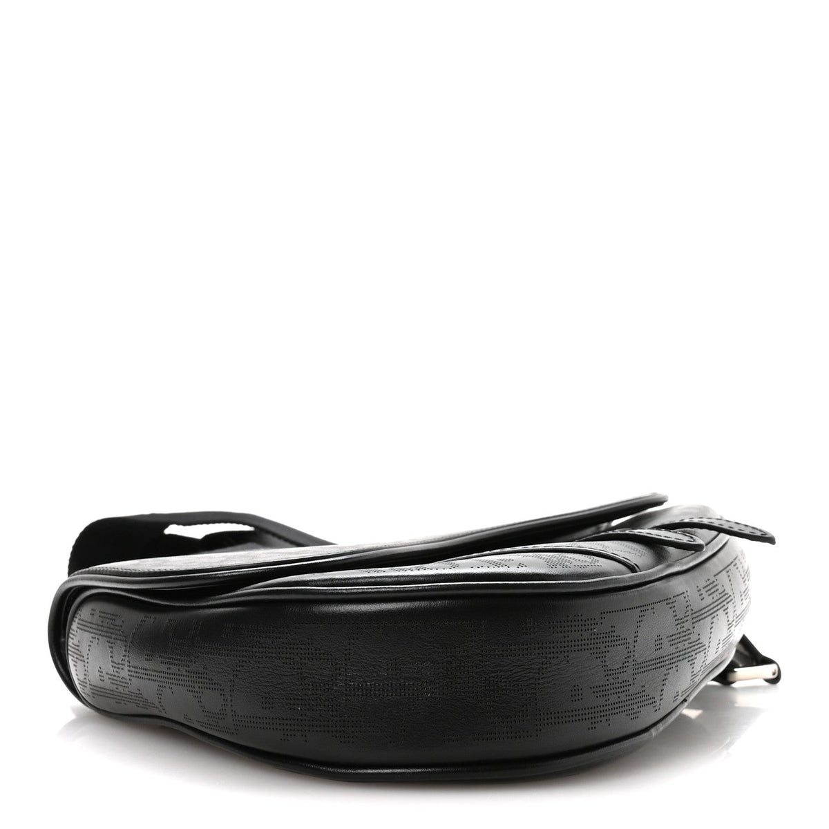 Calfskin Perforated Oblique Galaxy Mens Saddle Bag Black wholesalehk.shop