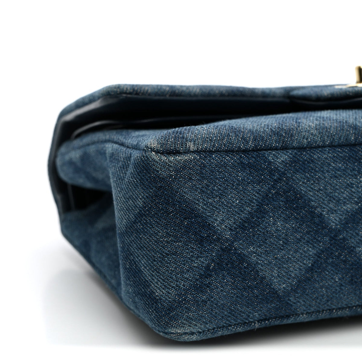 Printed Denim Quilted Small Double Flap Light Blue wholesalehk.shop