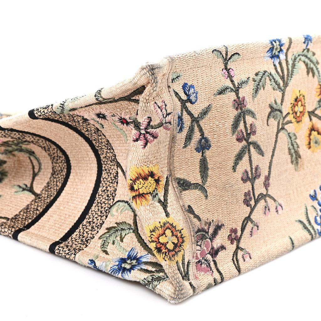 Raffia Embroidered Petites Fleurs Medium Book Tote Natural £¨ Direct shipment via from wholesalehk.shop