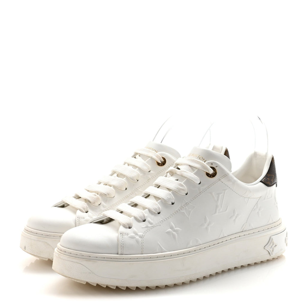 Lambskin Embossed Monogram Time Out Sneakers 40 White £¨ Direct shipment via from wholesalehk.shop