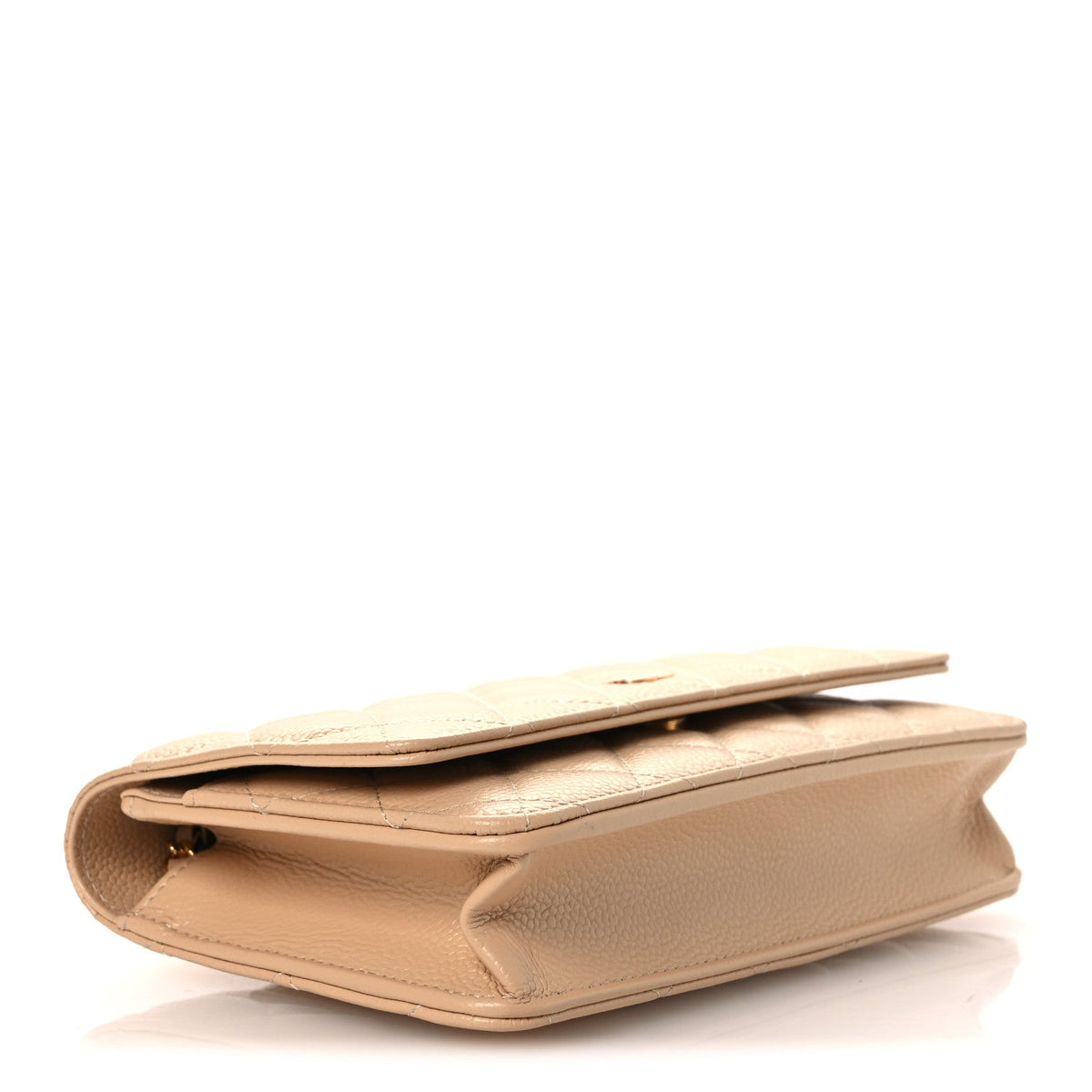 Caviar Quilted Wallet on Chain WOC Beige wholesalehk.shop