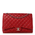 Caviar Quilted Maxi Double Flap Dark Red wholesalehk.shop