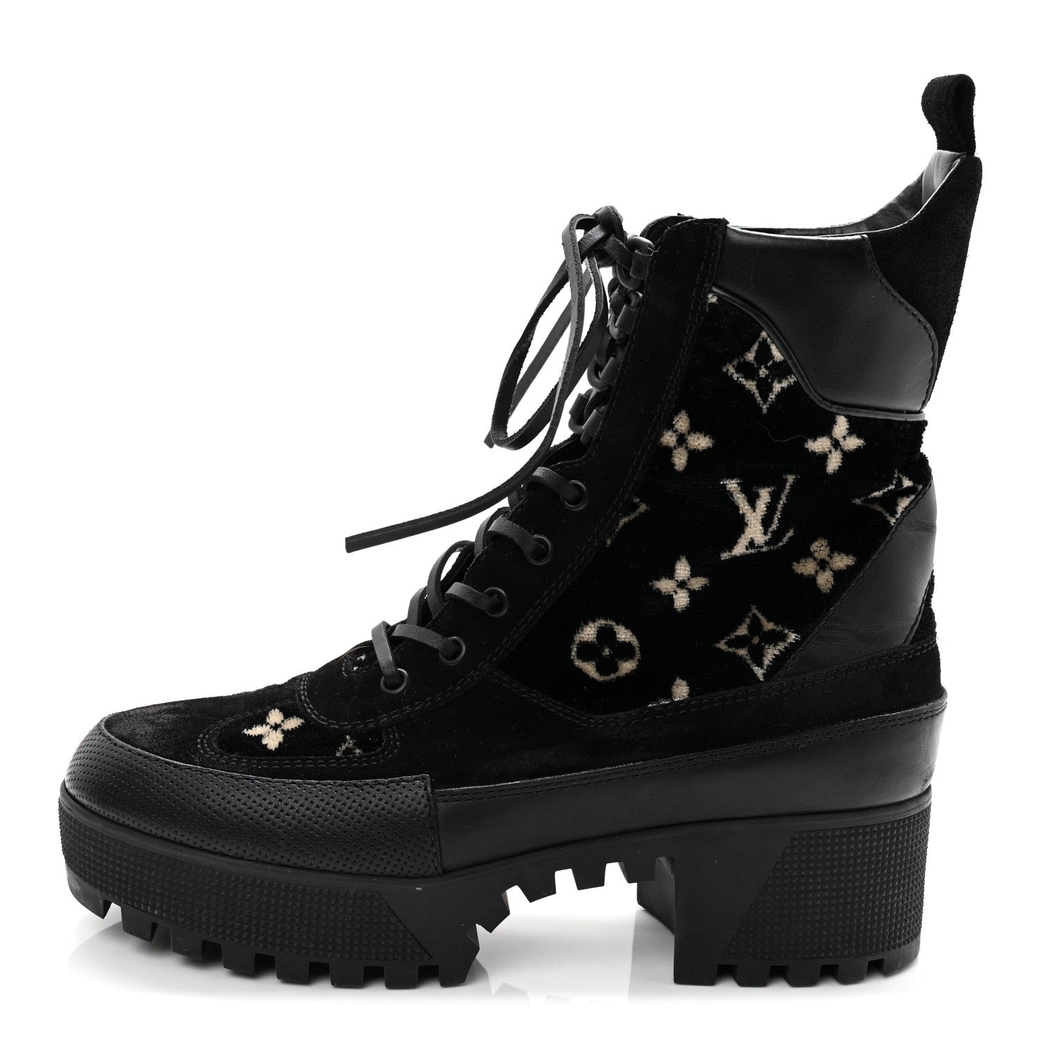 Velvet Calfskin Monogram Laureate Platform Desert Boots 40 Black White £¨ Direct shipment via from wholesalehk.shop