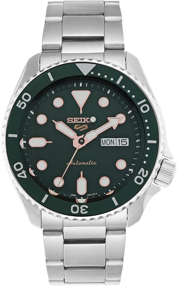 Seiko 5 Sports Automatic Analog Green Dial Silver Steel Strap Watch For Men - SRPD63K1 wholesalehk.shop