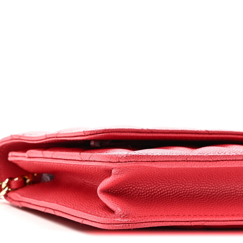 Caviar Quilted Wallet on Chain WOC Pink wholesalehk.shop