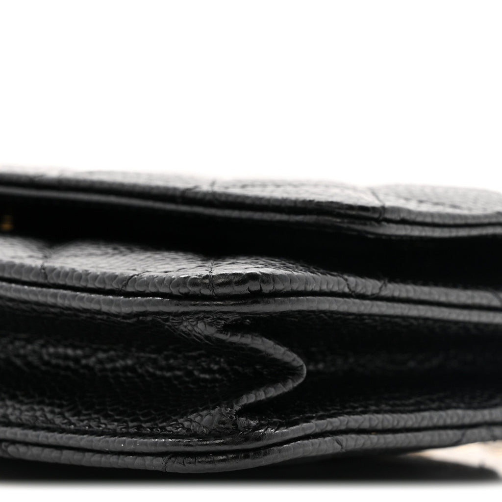Caviar Quilted Wallet on Chain WOC Black wholesalehk.shop