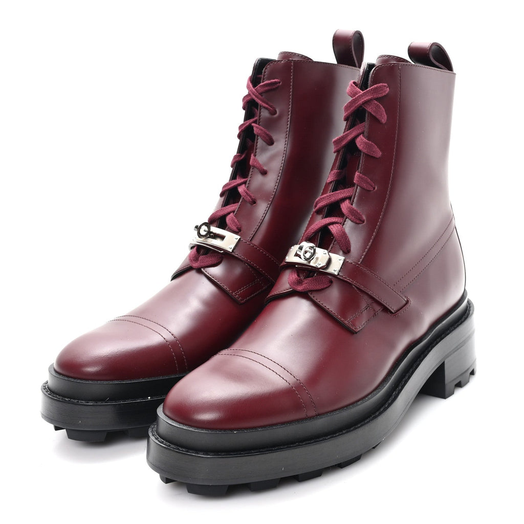 Glossed Calfskin Funk Ankle Boots 38.5 Rouge H wholesalehk.shop