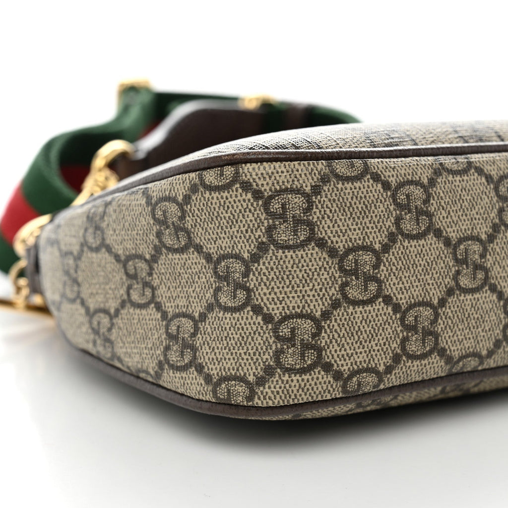GG Supreme Monogram Textured Dollar Calfskin Web Small Ophidia GG Handbag Beige Ebony New Acero wholesalehk.shop