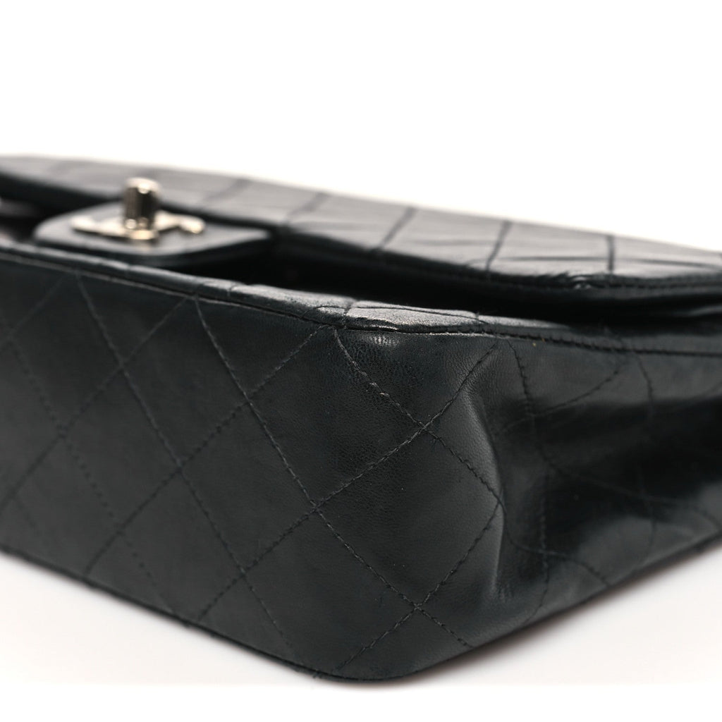 Lambskin Quilted Medium Double Flap Black wholesalehk.shop