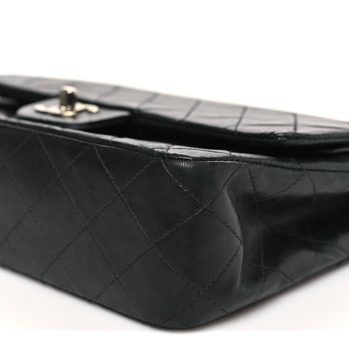 Lambskin Quilted Medium Double Flap Black wholesalehk.shop