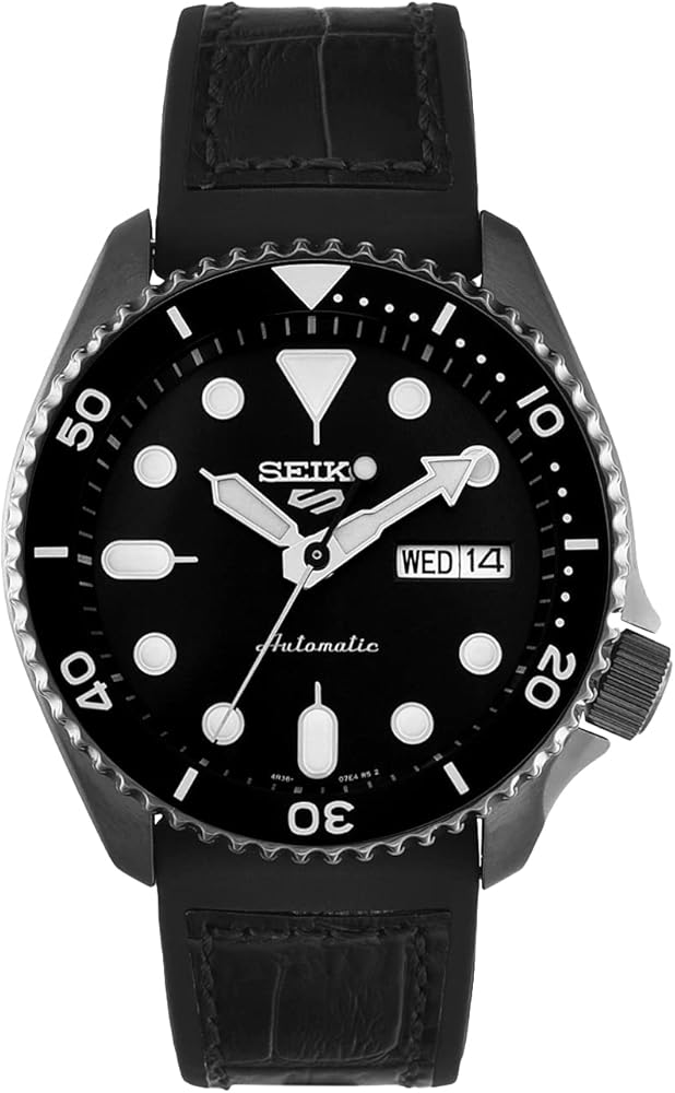 Seiko 5 Sport Automatic Black Dial Black Silicone Strap Watch For Men - SRPD65K3 wholesalehk.shop