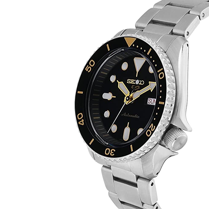 Seiko 5 Sports Automatic Black Dial Silver Steel Strap Watch For Men - SRPD57K1 wholesalehk.shop