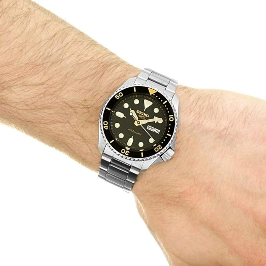 Seiko 5 Sports Automatic Black Dial Silver Steel Strap Watch For Men - SRPD57K1 wholesalehk.shop