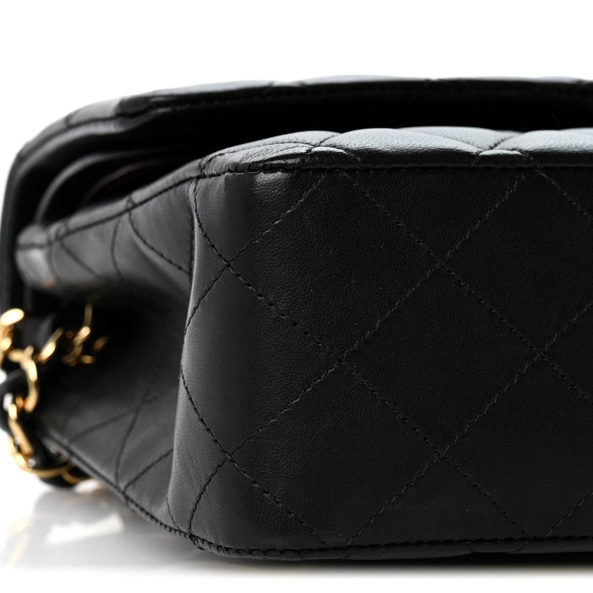 Lambskin Quilted Medium Double Flap Black wholesalehk.shop