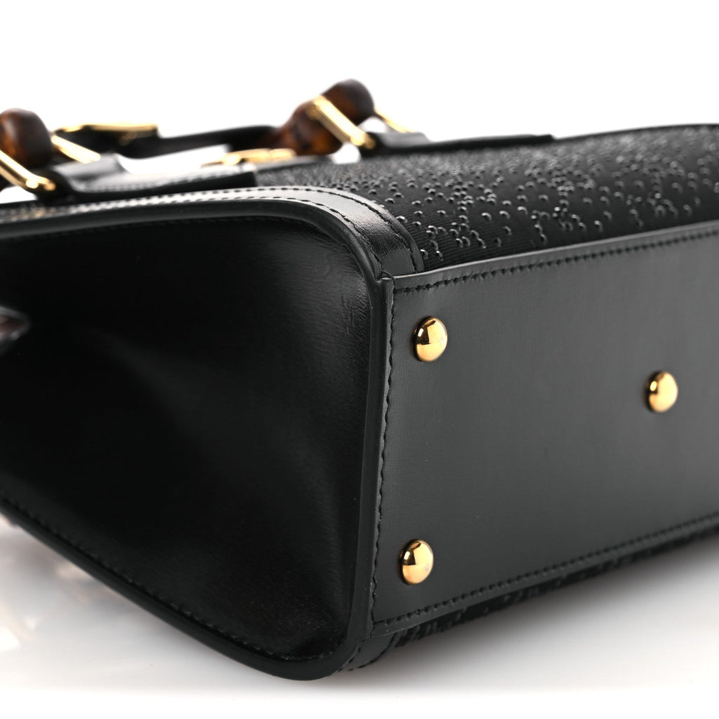New Canvas Charisma Calfskin Crystal GG Monogram Mini Diana Tote Black wholesalehk.shop