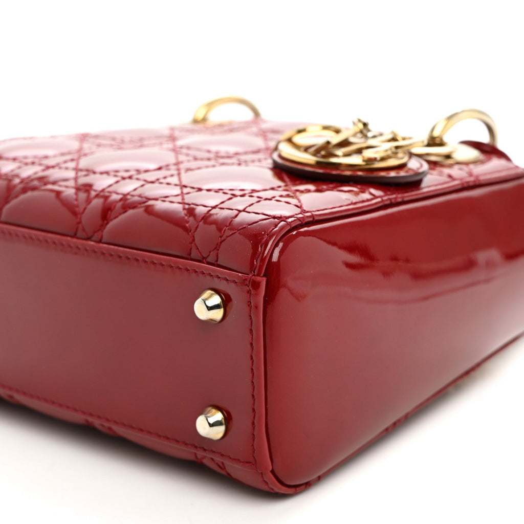 Patent Cannage Mini Lady Dior Red wholesalehk.shop