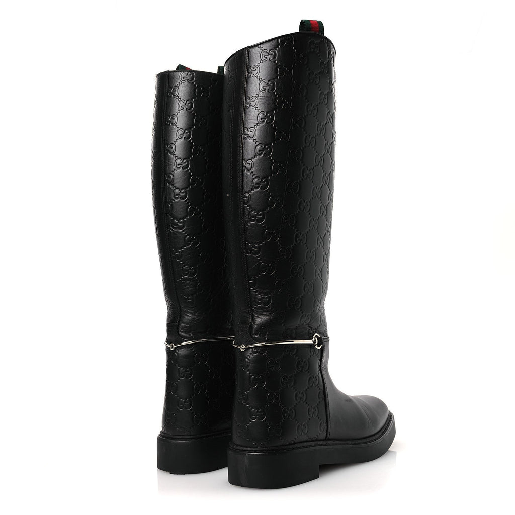 Guccissima Real Betis Glamour Calfskin Michelangelo Slim Horsebit Riding Boots 39.5 Black £¨ Direct shipment via from wholesalehk.shop