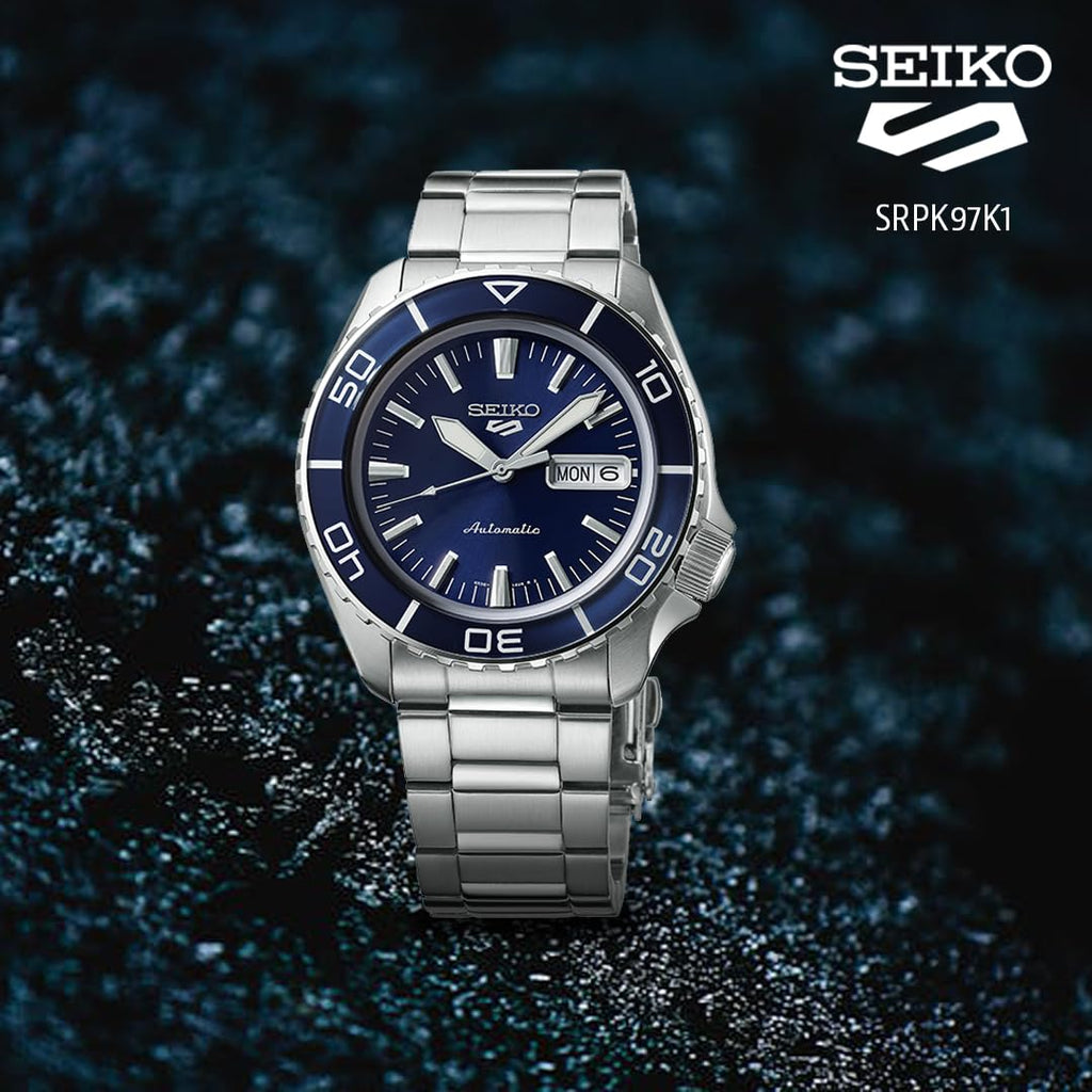Seiko 5 Sports Automatic Blue Dial Silver Steel Strap Watch for Men - SRPK97K1 wholesalehk.shop
