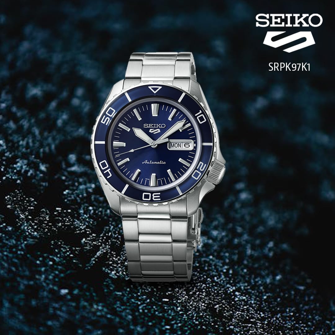 Seiko 5 Sports Automatic Blue Dial Silver Steel Strap Watch for Men - SRPK97K1 wholesalehk.shop