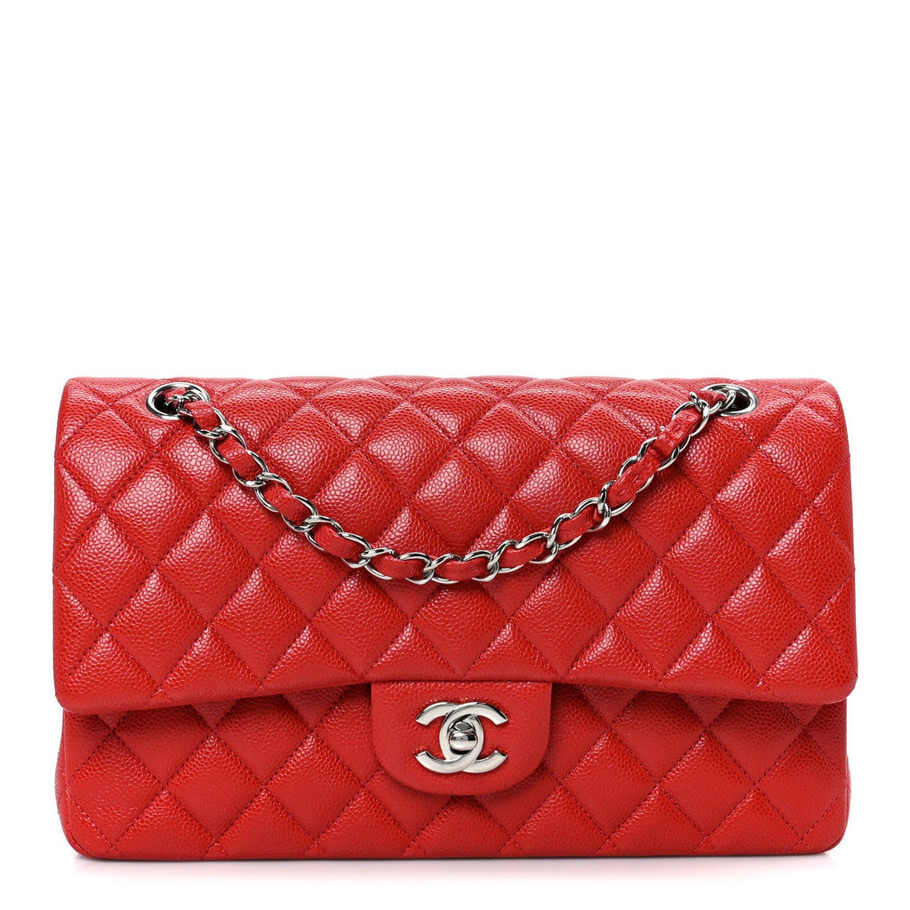 Caviar Quilted Medium Double Flap Red wholesalehk.shop