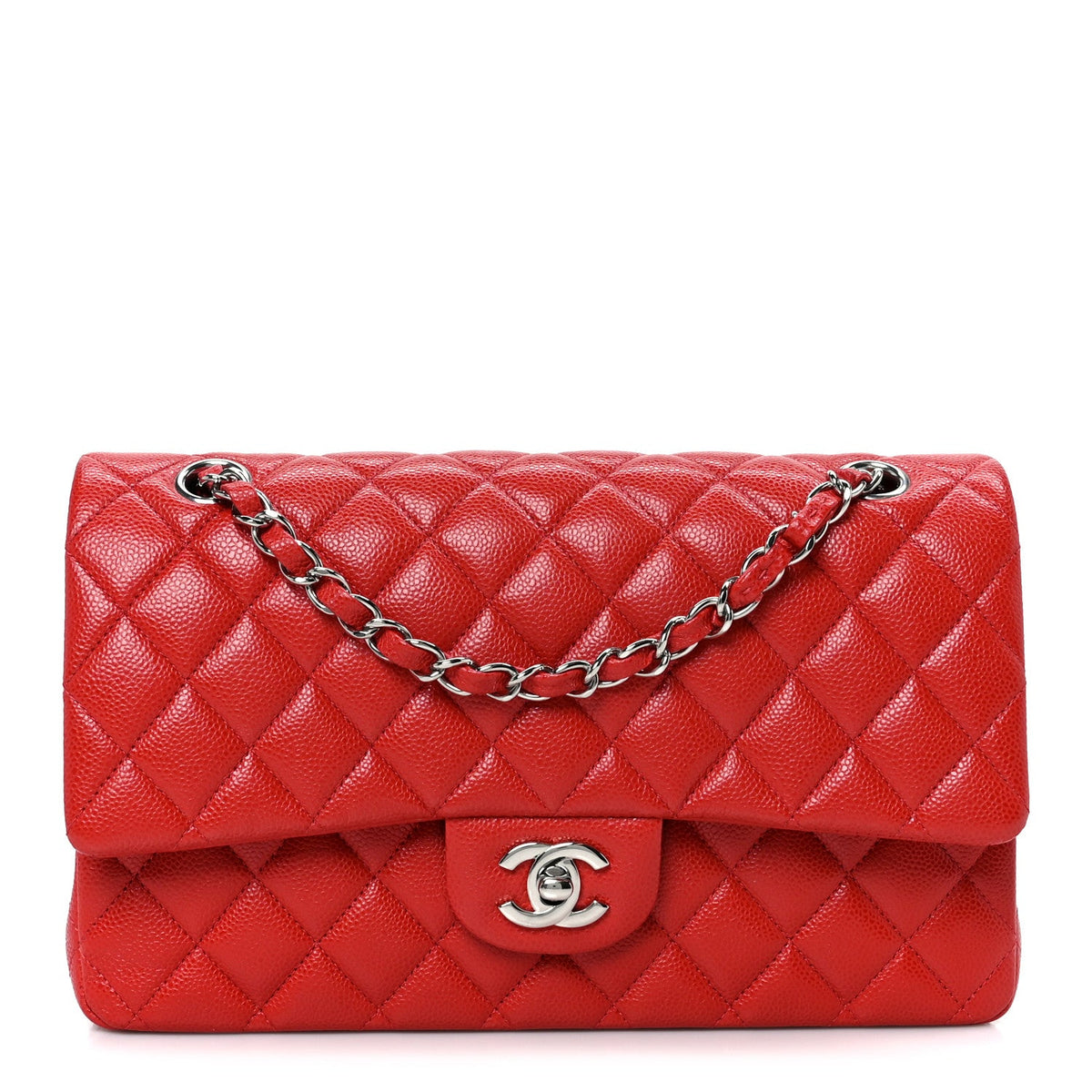 Caviar Quilted Medium Double Flap Red wholesalehk.shop