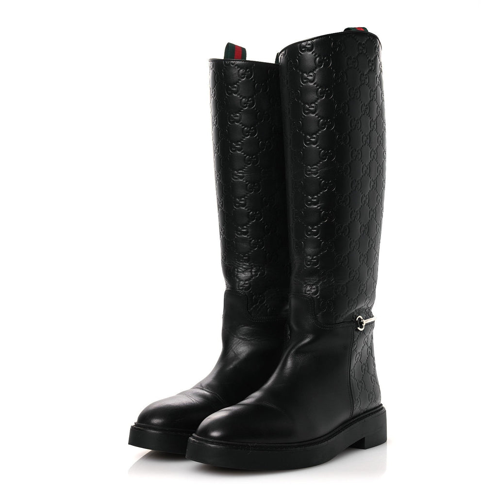 Guccissima Real Betis Glamour Calfskin Michelangelo Slim Horsebit Riding Boots 39.5 Black £¨ Direct shipment via from wholesalehk.shop