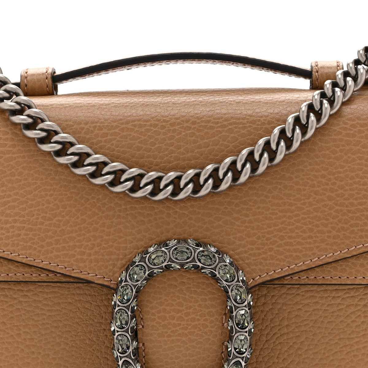 Dollar Calfskin Crystal Small Dionysus Shoulder Bag Natural Tan Black Diamond wholesalehk.shop