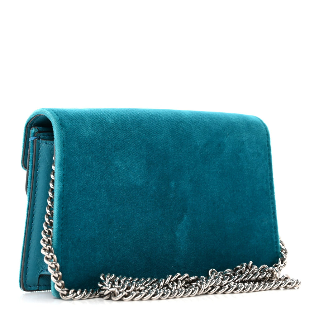 Velvet Super Mini Dionysus Shoulder Bag Pavone Cyan wholesalehk.shop