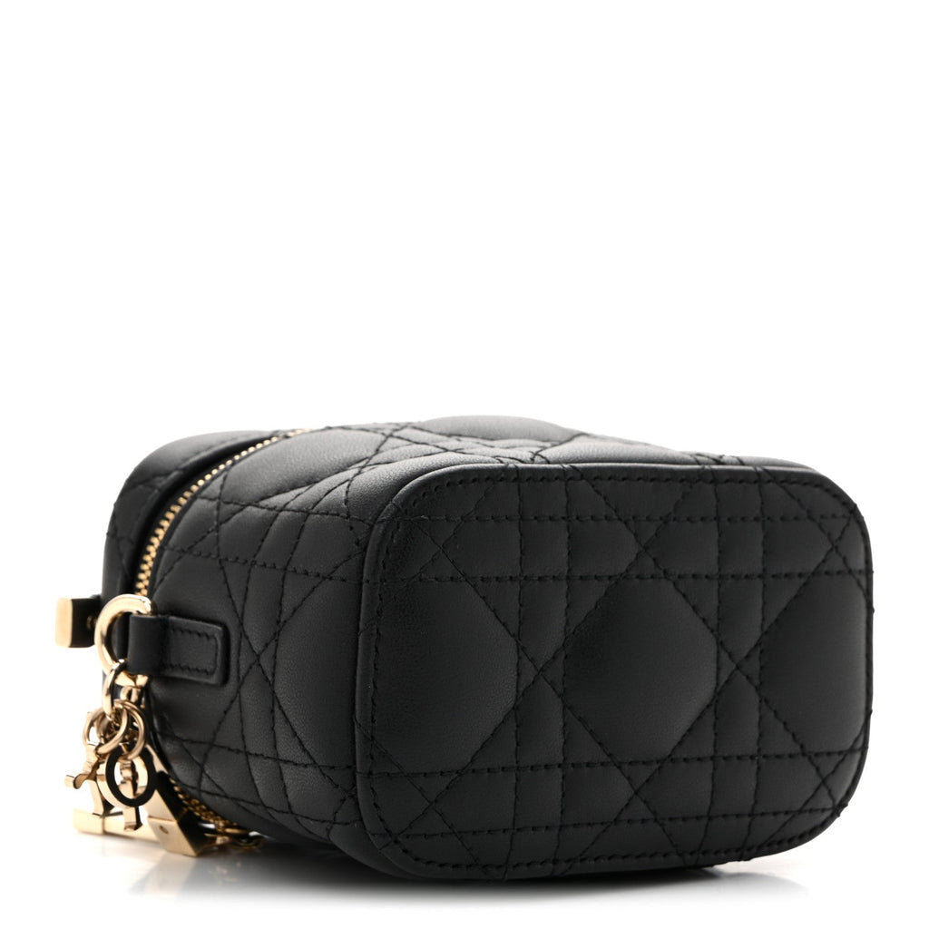 Lambskin Cannage Micro Lady Dior Vanity Case Black wholesalehk.shop