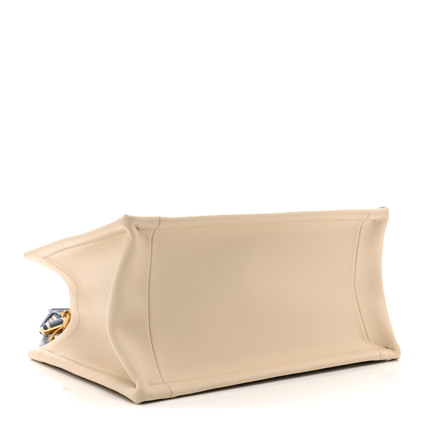 Oblique Chambray Calfskin Small Book Tote With Strap Blue Latte £¨ Direct shipment via from wholesalehk.shop