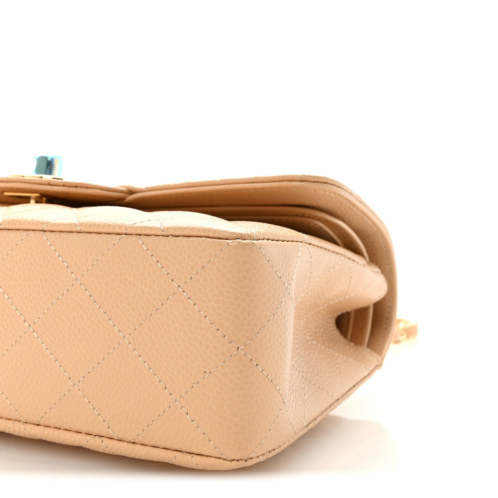 Caviar Quilted Small Double Flap Beige wholesalehk.shop