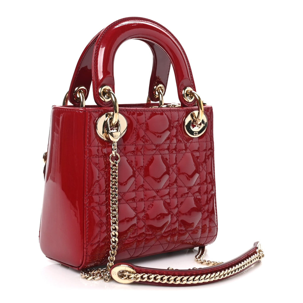 Patent Cannage Mini Lady Dior Red wholesalehk.shop