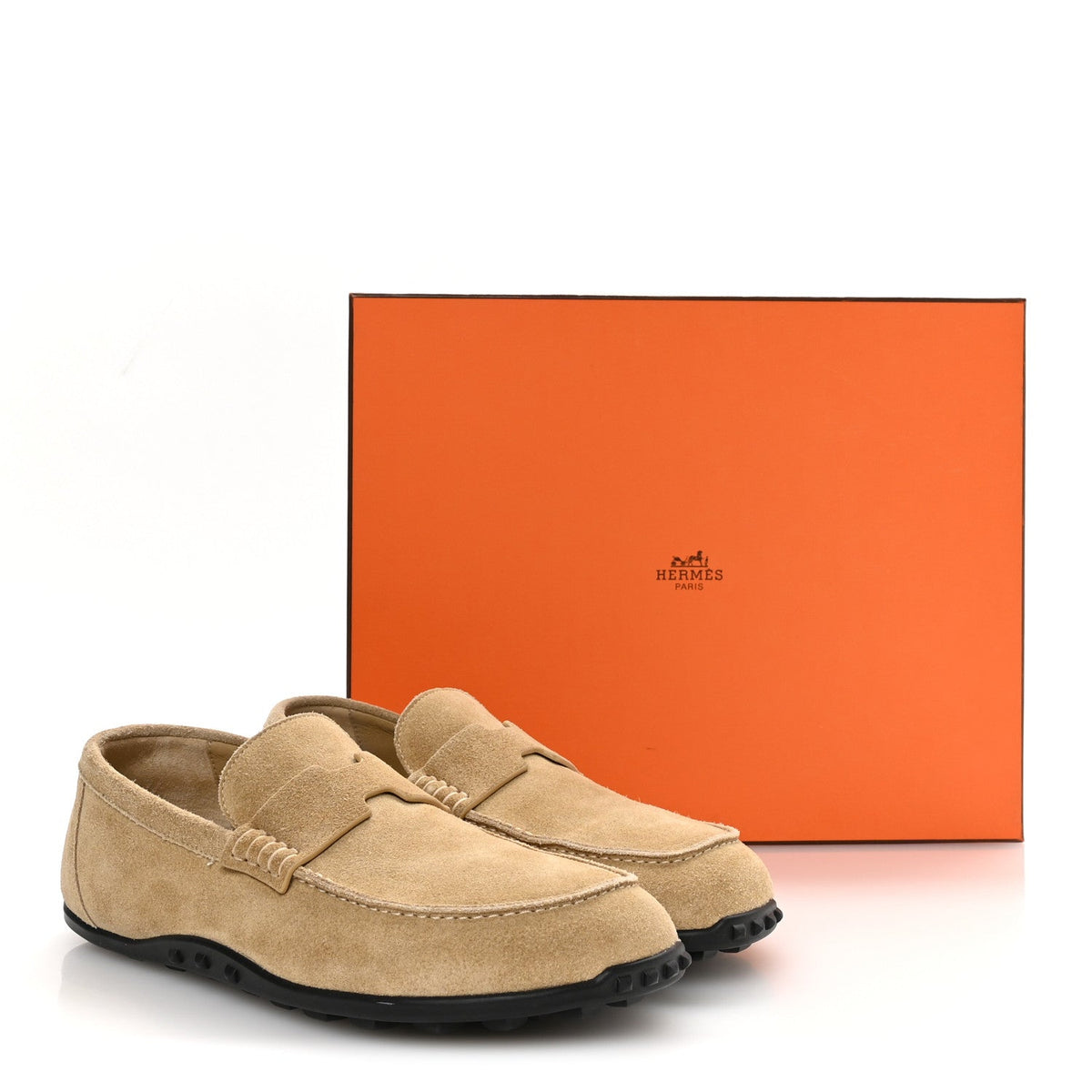 Suede Calfskin Mens Lazy Loafers 40 Beige Sable wholesalehk.shop