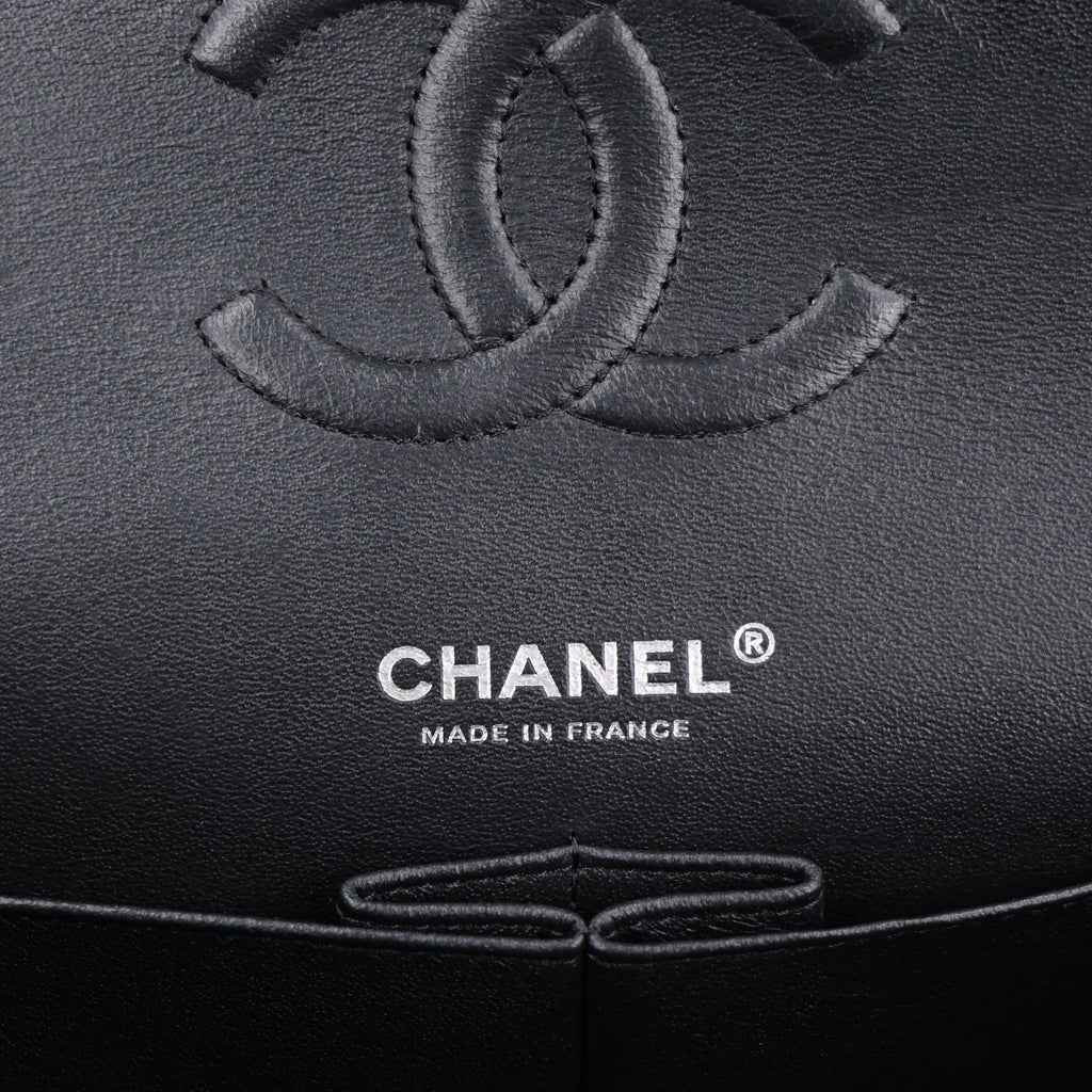 Shiny Crumpled Calfskin Quilted Medium Double Flap So Black wholesalehk.shop