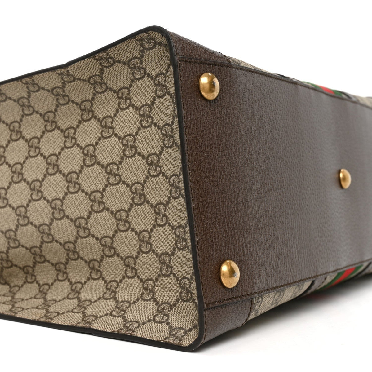 GG Supreme Monogram Textured Dollar Calfskin Web Large Ophidia Tote Bag Beige Ebony wholesalehk.shop