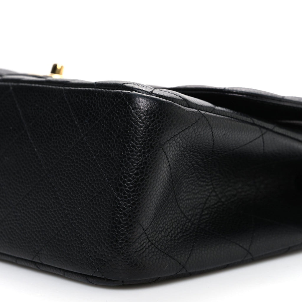 Caviar Quilted Jumbo Double Flap Black wholesalehk.shop