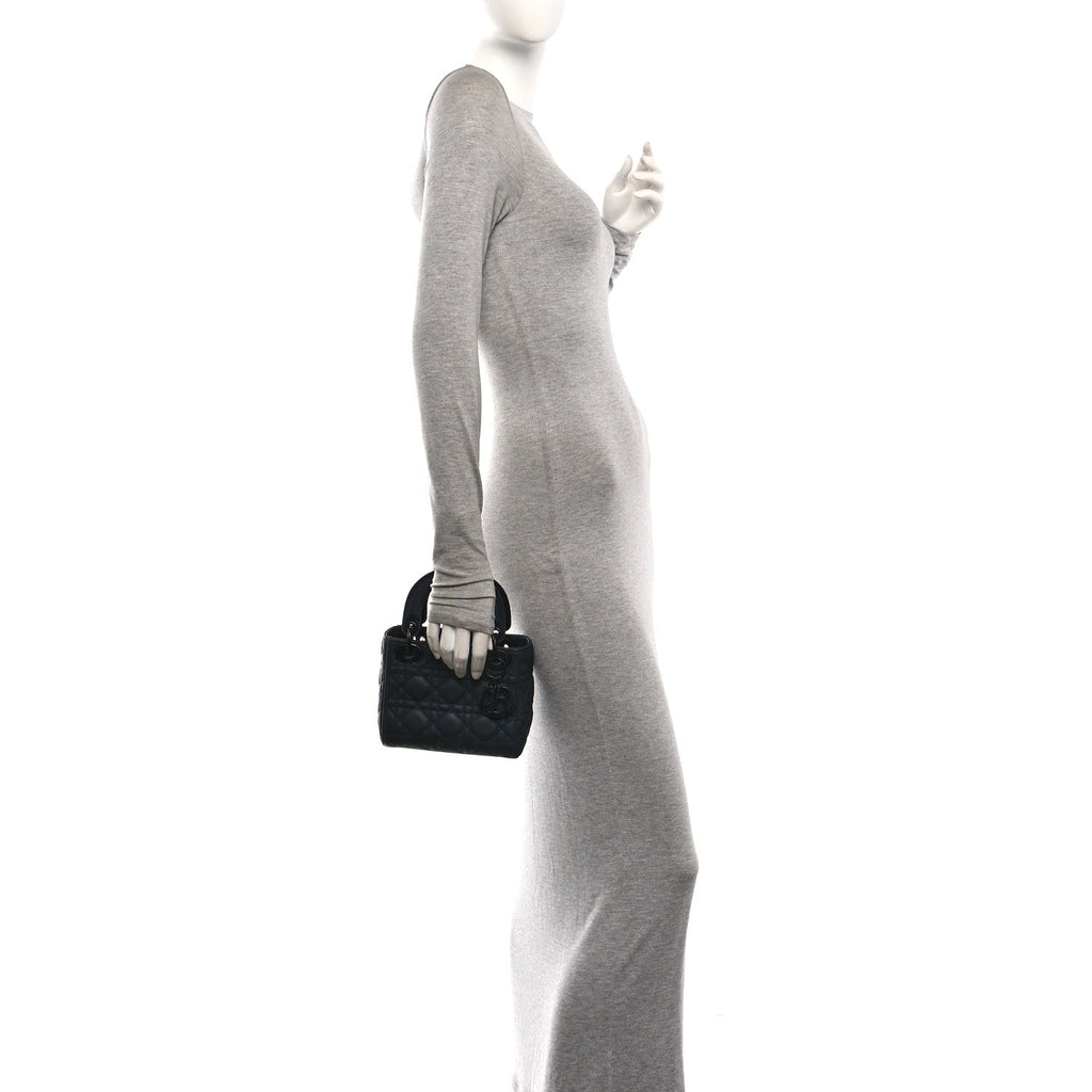 Ultra Matte Calfskin Cannage Mini Lady Dior Black wholesalehk.shop