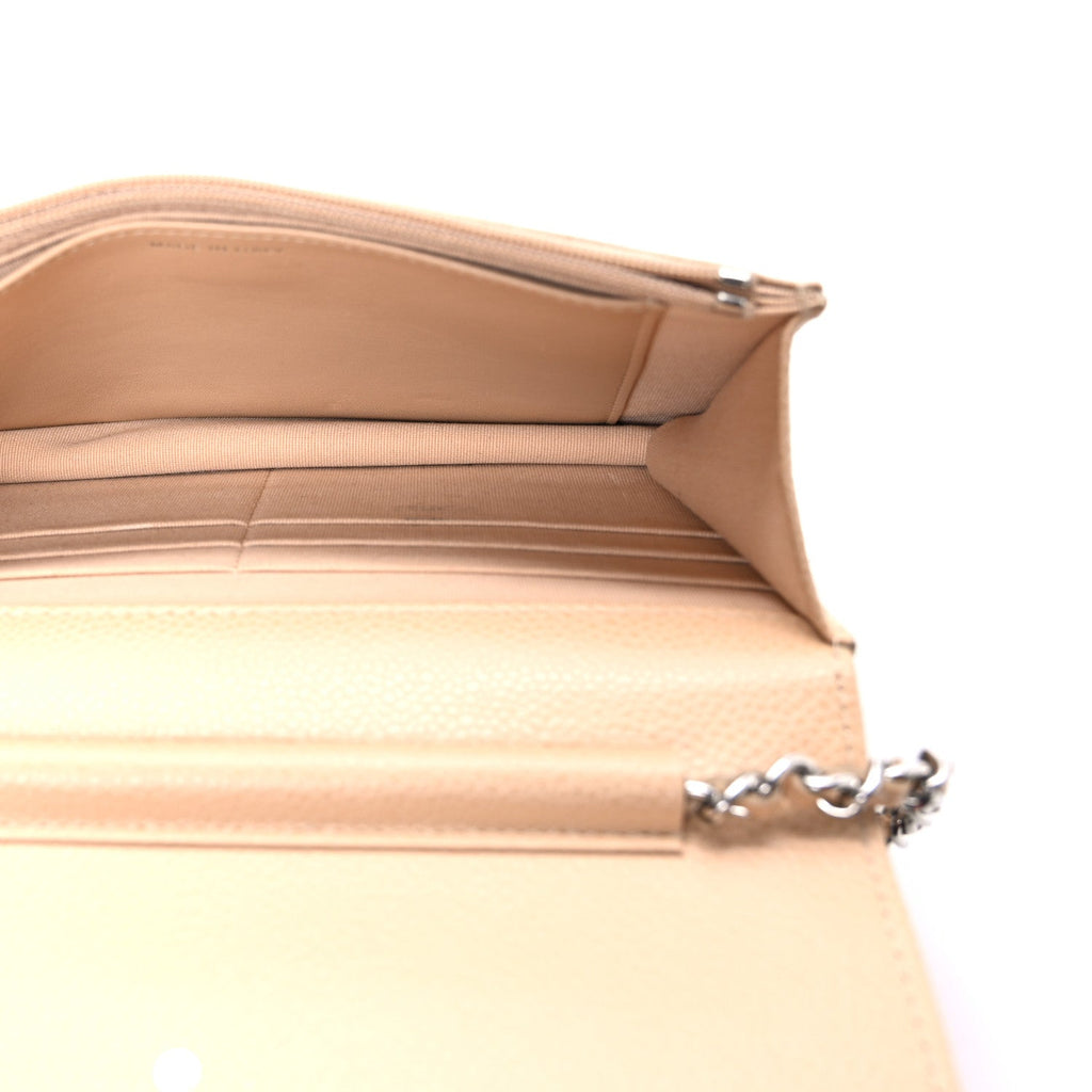 Caviar Quilted Wallet on Chain WOC Beige wholesalehk.shop