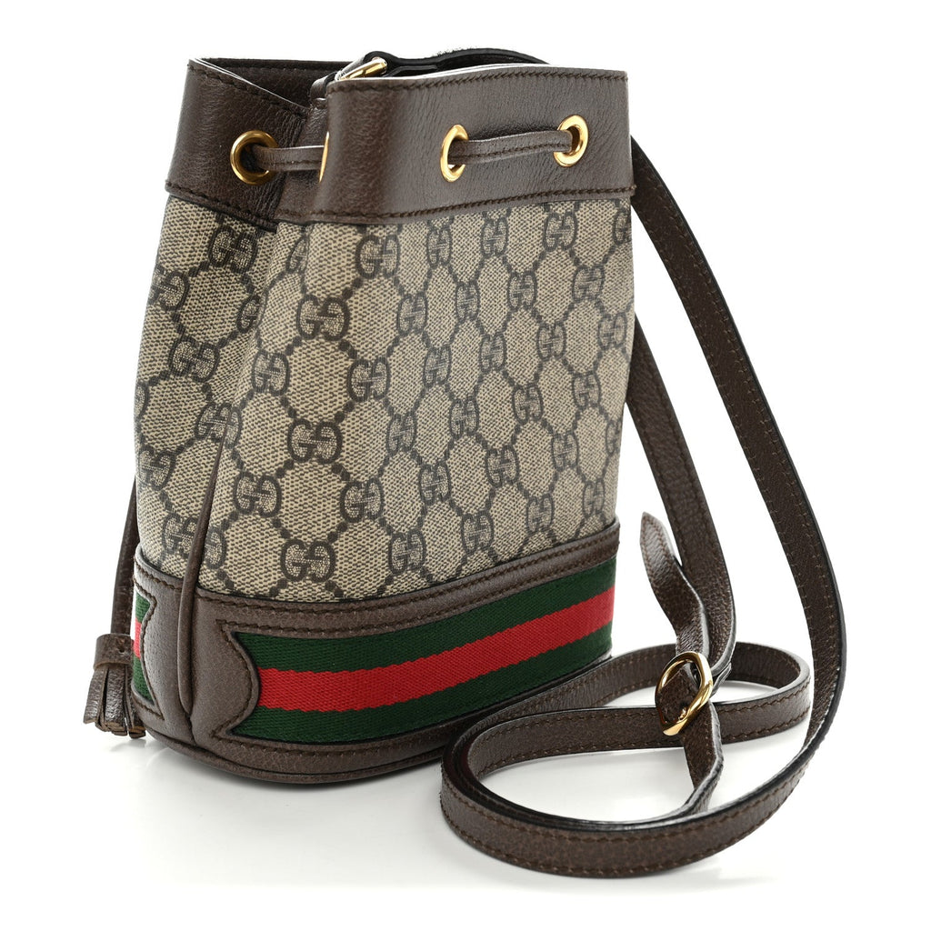 GG Supreme Monogram Web Mini Ophidia Bucket Bag Brown wholesalehk.shop