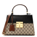 GG Supreme Monogram Calfskin Small Padlock Top Handle Bag Beige Black Cuir £¨ Direct shipment via from wholesalehk.shop