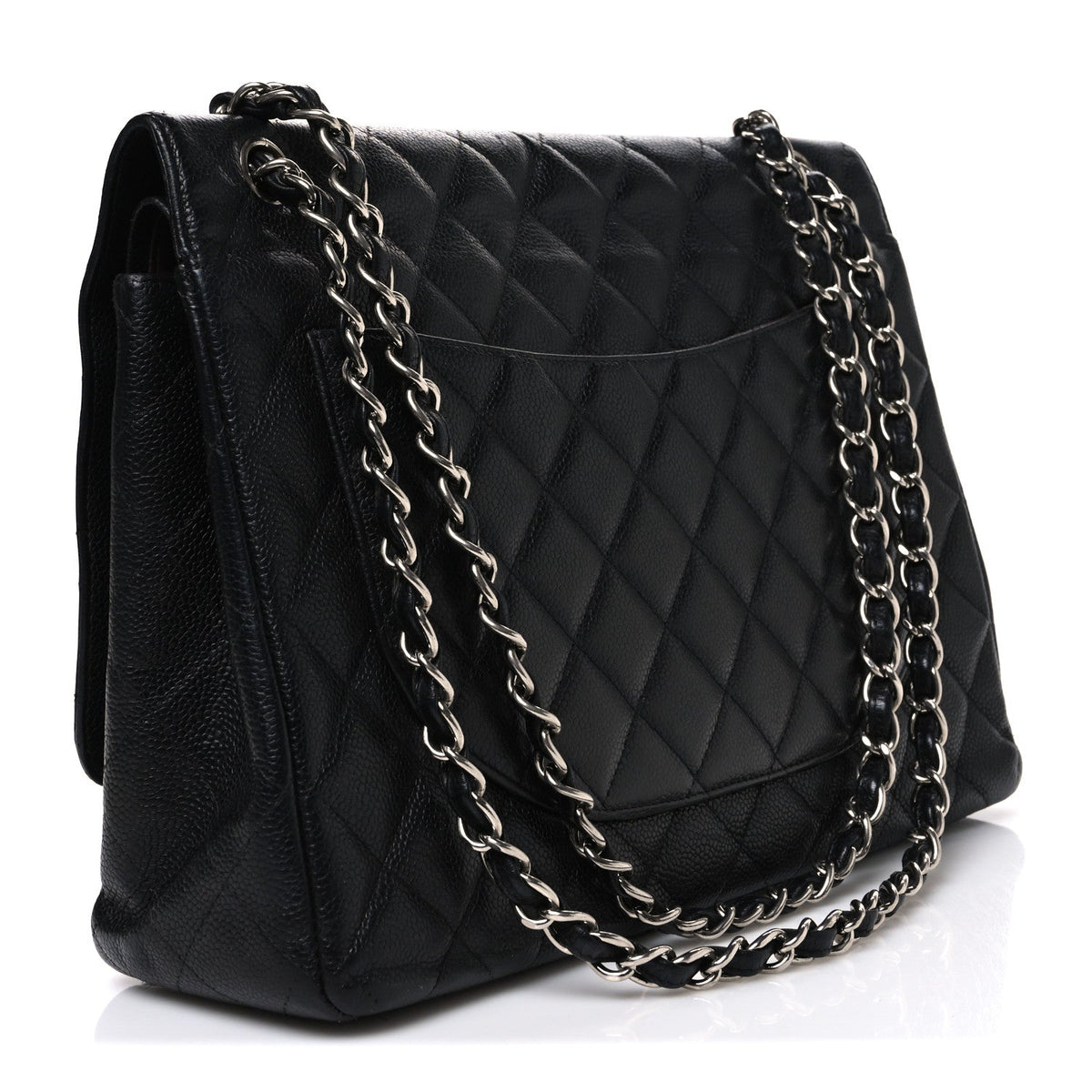 Caviar Quilted Maxi Double Flap Black wholesalehk.shop