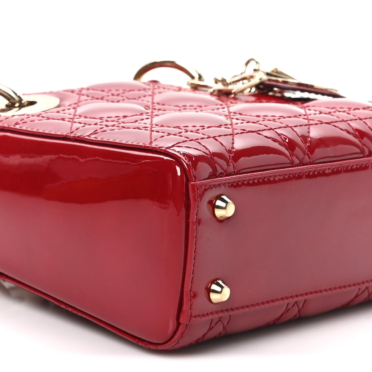 Patent Cannage Mini Lady Dior Red wholesalehk.shop
