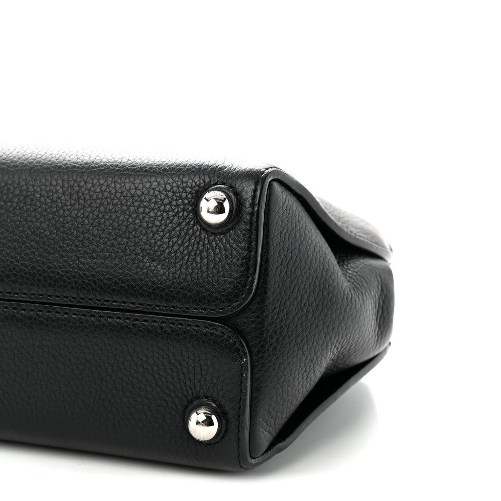 Grained Calfskin Small Open Bar Tote Black wholesalehk.shop