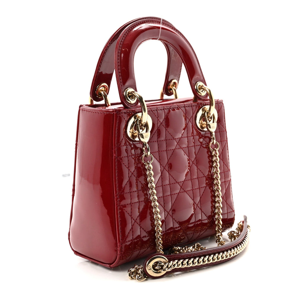 Patent Cannage Mini Lady Dior Red wholesalehk.shop