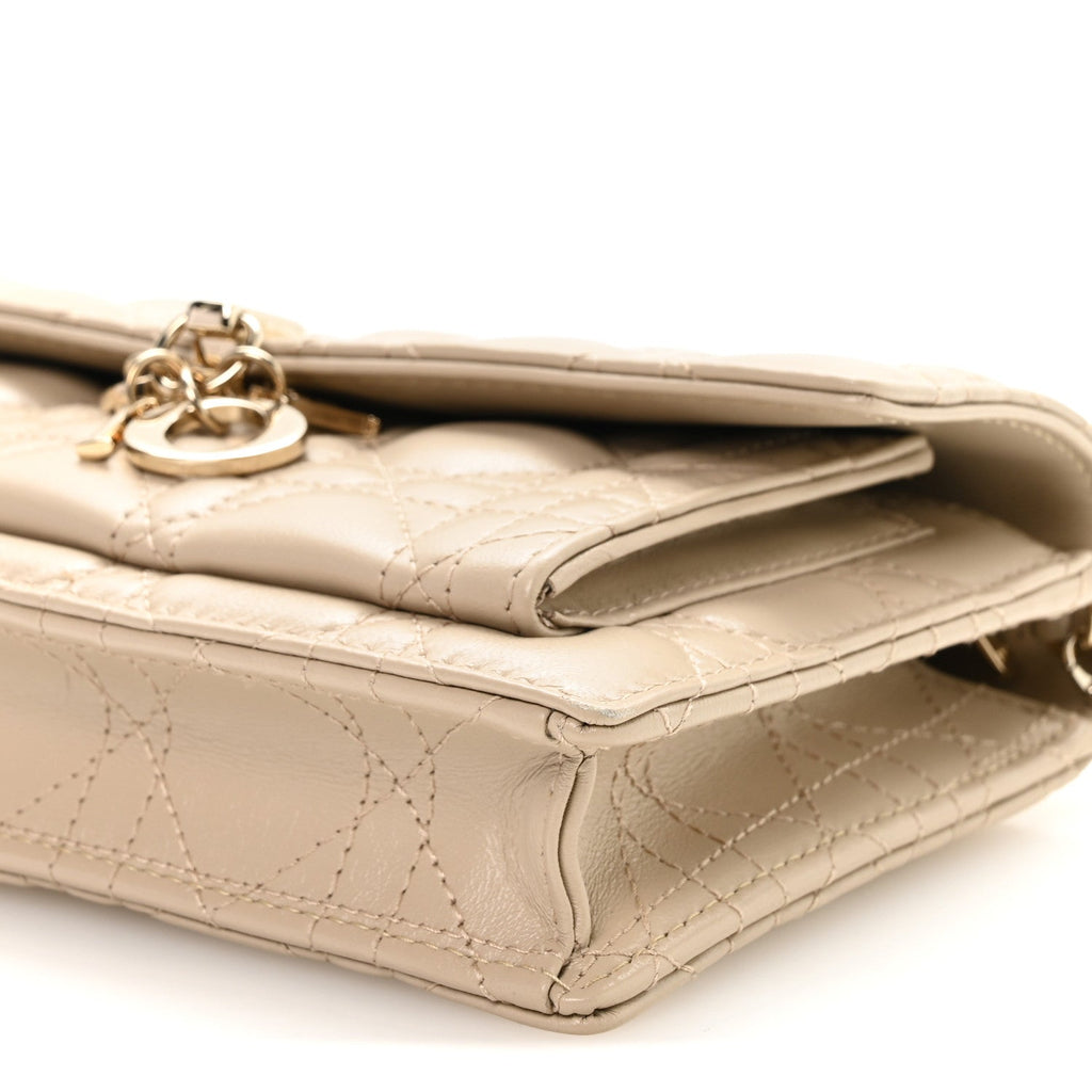 Lambskin Cannage Chain My Dior Daily Chain Pouch Powder Beige wholesalehk.shop